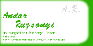 andor ruzsonyi business card